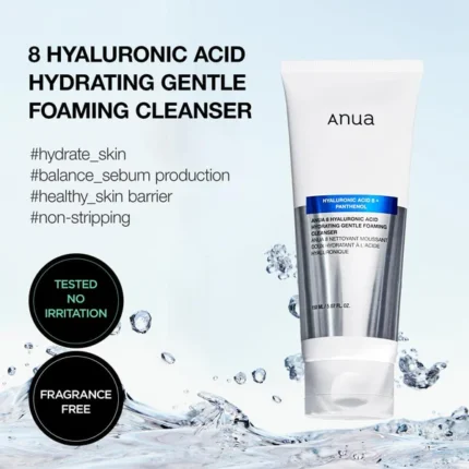Anua 8+ Hyaluronic Acid Hydrating Pantheno Gentle Foaming Cleanser -150ml