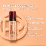 Loreal Paris Infaillible 32hr Fresh Wear Vitamin C Foundation | Longwear & Luminous Finish - 120 Golden Vanilla - 30ml