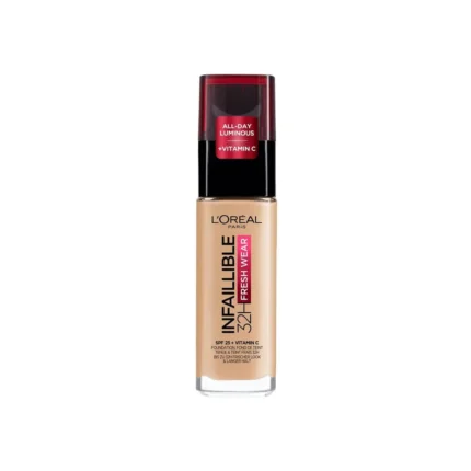 Loreal Paris Infaillible 32hr Fresh Wear Vitamin C Foundation | Longwear & Luminous Finish - 120 Golden Vanilla - 30ml