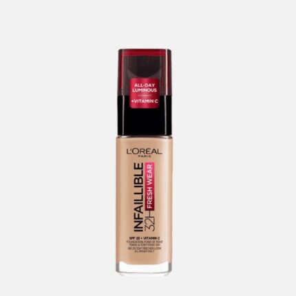 L'Oreal Infallible 32hr Fresh Wear Foundation - 125 Natural Beige | Luminous Liquid Foundation - 30ml