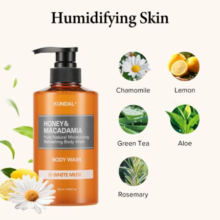 KUNDAL Nature Honey & Macadamia Natural Moisturizing Body Wash 500ml/16.9 fl oz (White Musk)