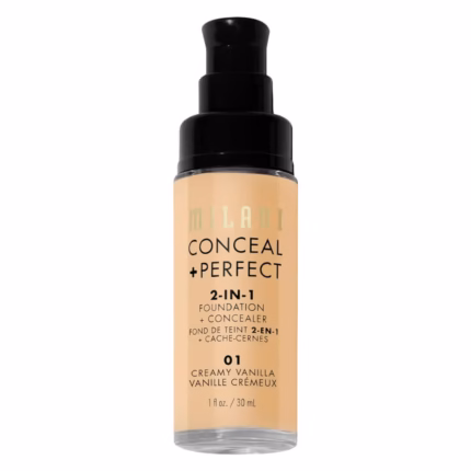 Milani Conceal + Perfect 2-In-1 Foundation + Concealer – 01Creamy Vanilla / Vanilla Cremeux 1U.S.FL.0Z./30ml