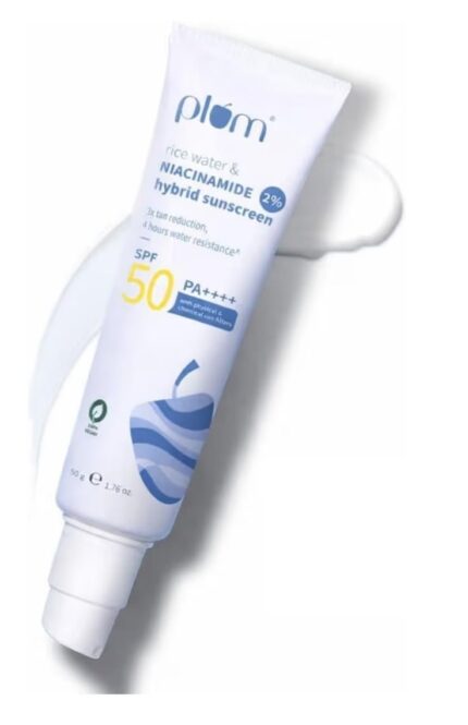 Plum Rice Water And Niacinamide Hybrid Sunscreen SPF 50 PA+++ 50g