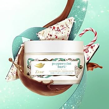 Dove Peppermint Bark Body Scrub for Deep Nourishment Holiday Treats Limited Edition,298g