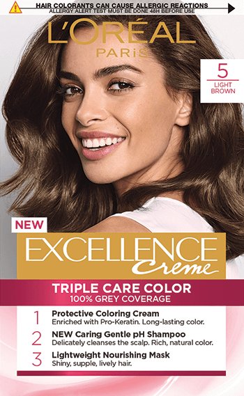 L’Oréal Paris Excellence Creme Hair Color - 5 Natural Brown/Light Brown (72ml+100g)