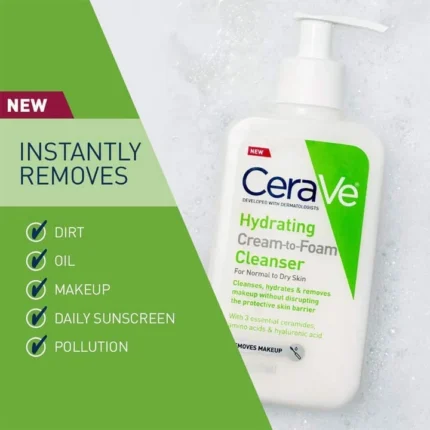 cerave hydrating cream-to-foam cleanser - 355ml
